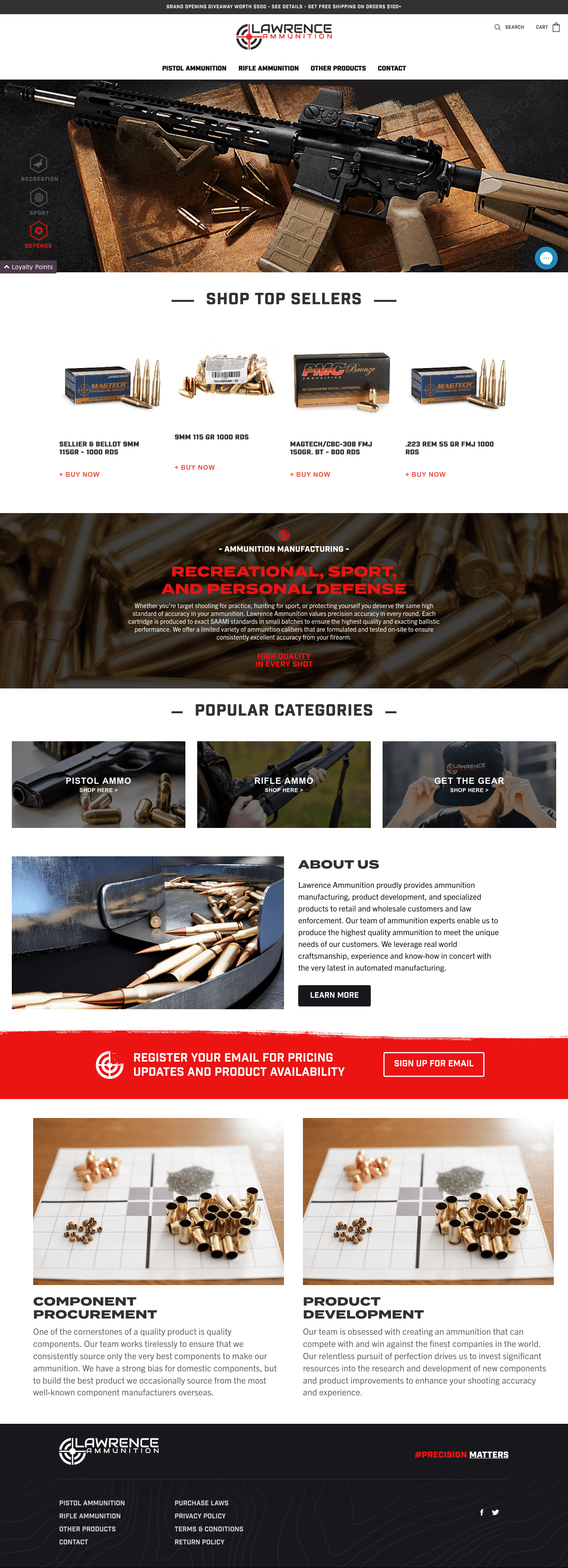 Lawrence Ammo Website Design